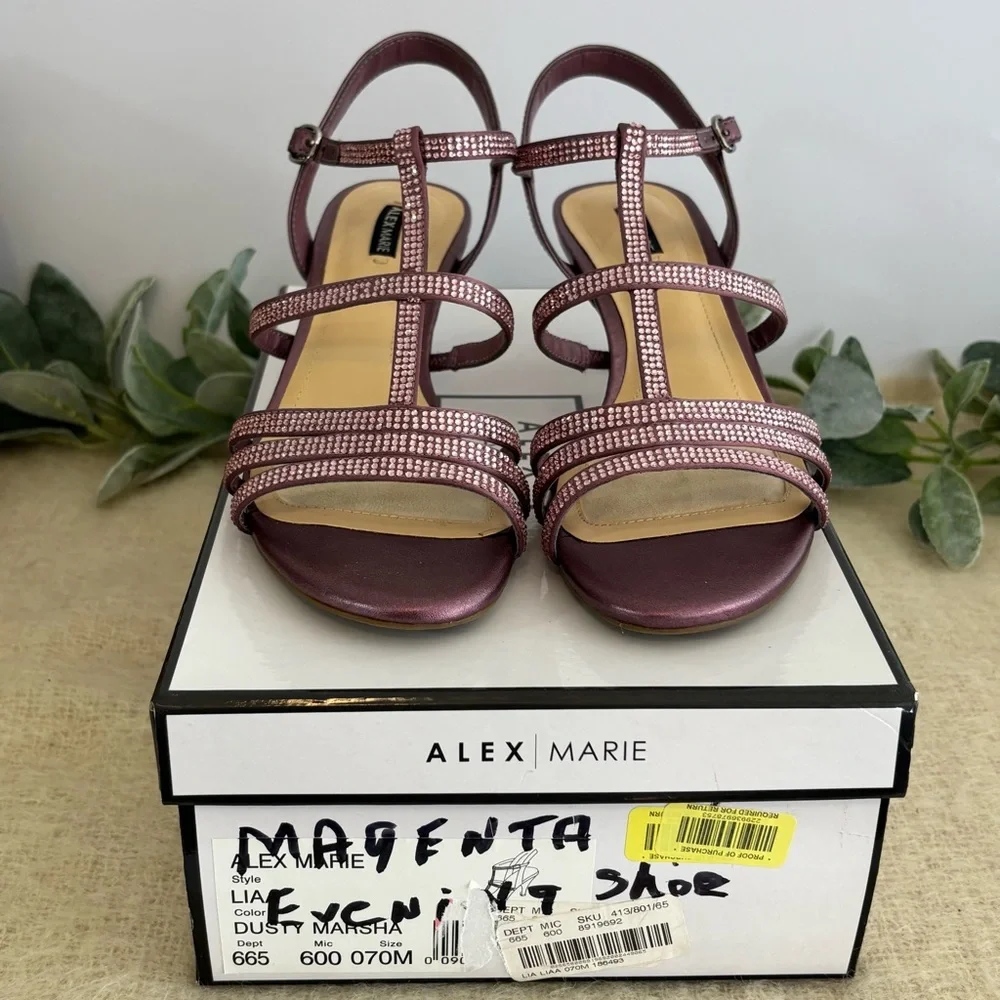 Alex Marie Liaa purple T strap formal bells women 7 M rhinestone Dusty Marsha - Picture 2 of 8